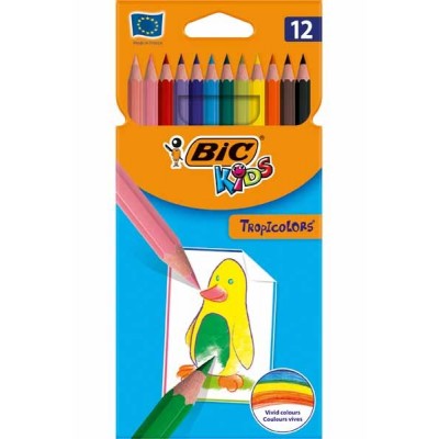 Crayons de couleur BIC Tropicolor - étui de 12